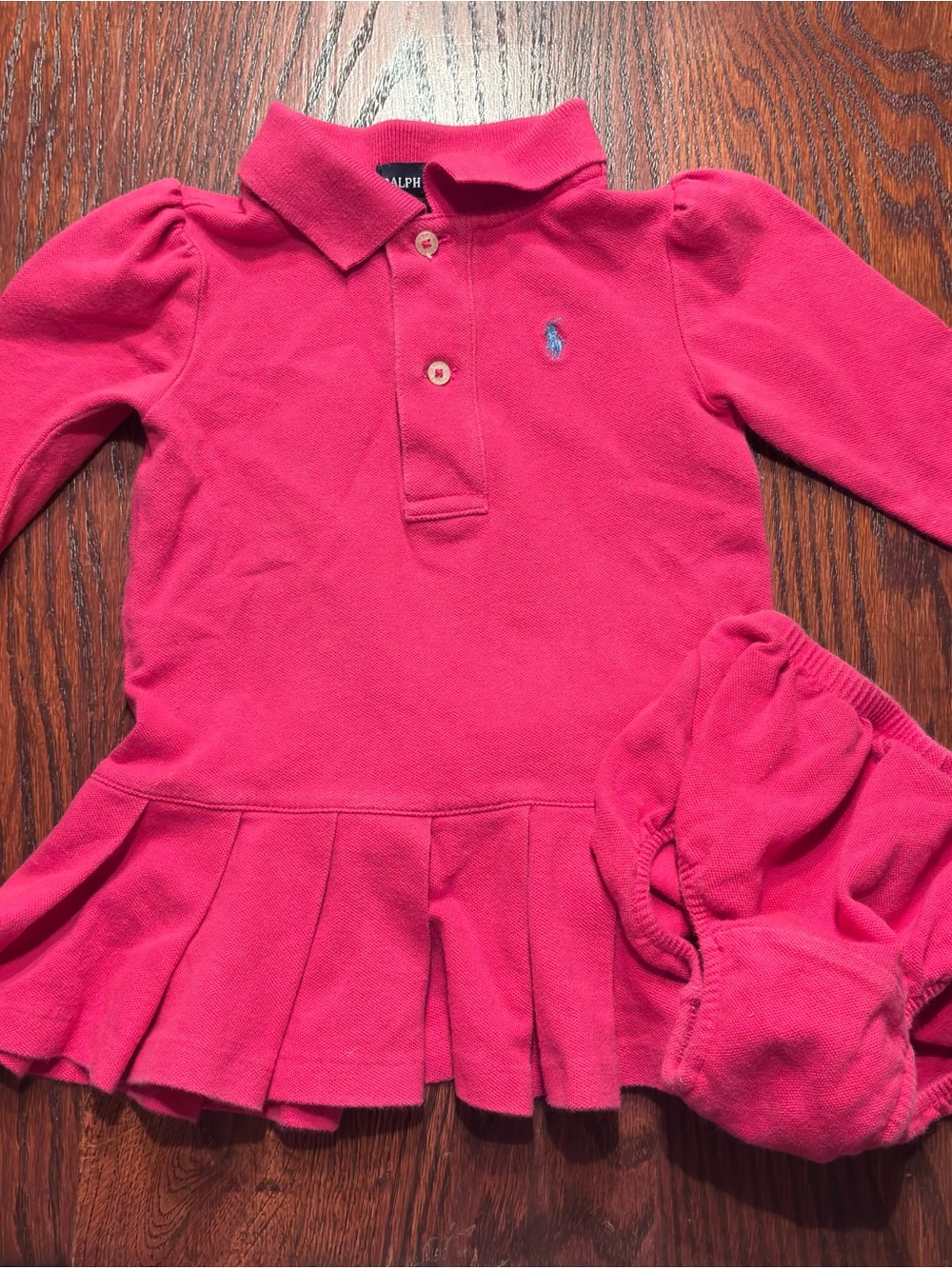 Ralph Lauren Baby Girl Hot Pink Long-Sleeve Polo Dress